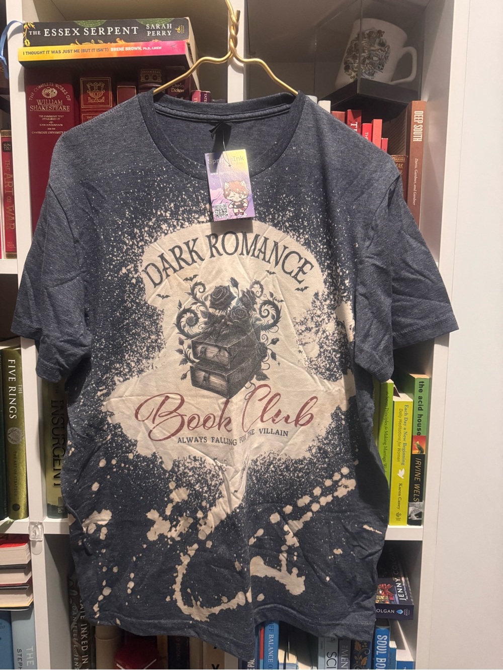 Gildan Dark Romance Book Club Graphic Tee - Navy with Bleach Effect